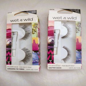 Bundle of 2 Wet n Wild Black False Fake Eyelashes New in Package Face Makeup